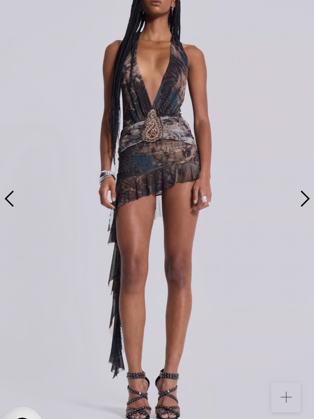 Jaded London Mini Cindy Plunge Dress brown size 0